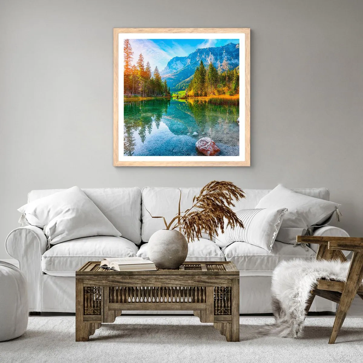 Poster in einem Rahmen aus heller Eiche - Die Sanftheit des Herbstes - 40x40 cm