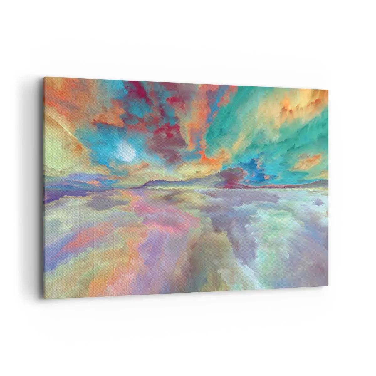Bild auf Leinwand - Leinwandbild - Bunte Wolkenlandschaft im abstrakten Stil - 120x80cm - Zwei Himmel - Moderne Wanddekoration für Wohnzimmer und Schlafzimmer ARTTOR