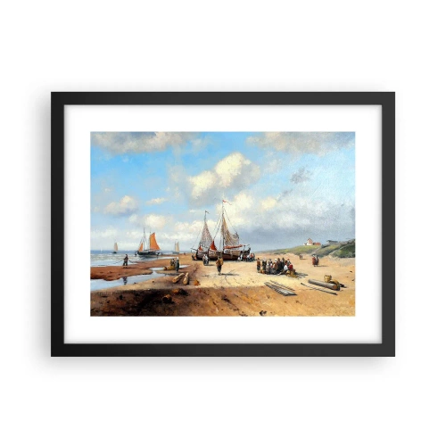 Poster in einem schwarzem Rahmen - Nach einem erfolgreichen Fischfang - 40x30 cm