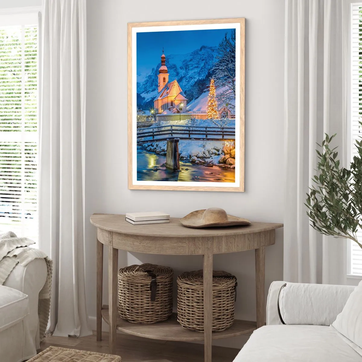 Poster in einem Rahmen aus heller Eiche - Weihnachtsgeist - 70x100 cm