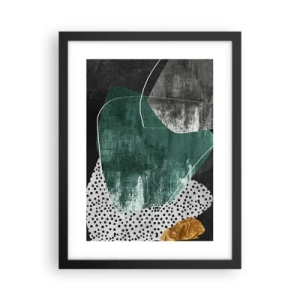 Poster in einem schwarzem Rahmen - Bunte Abstraktion mit Blattgold - 30x40 cm