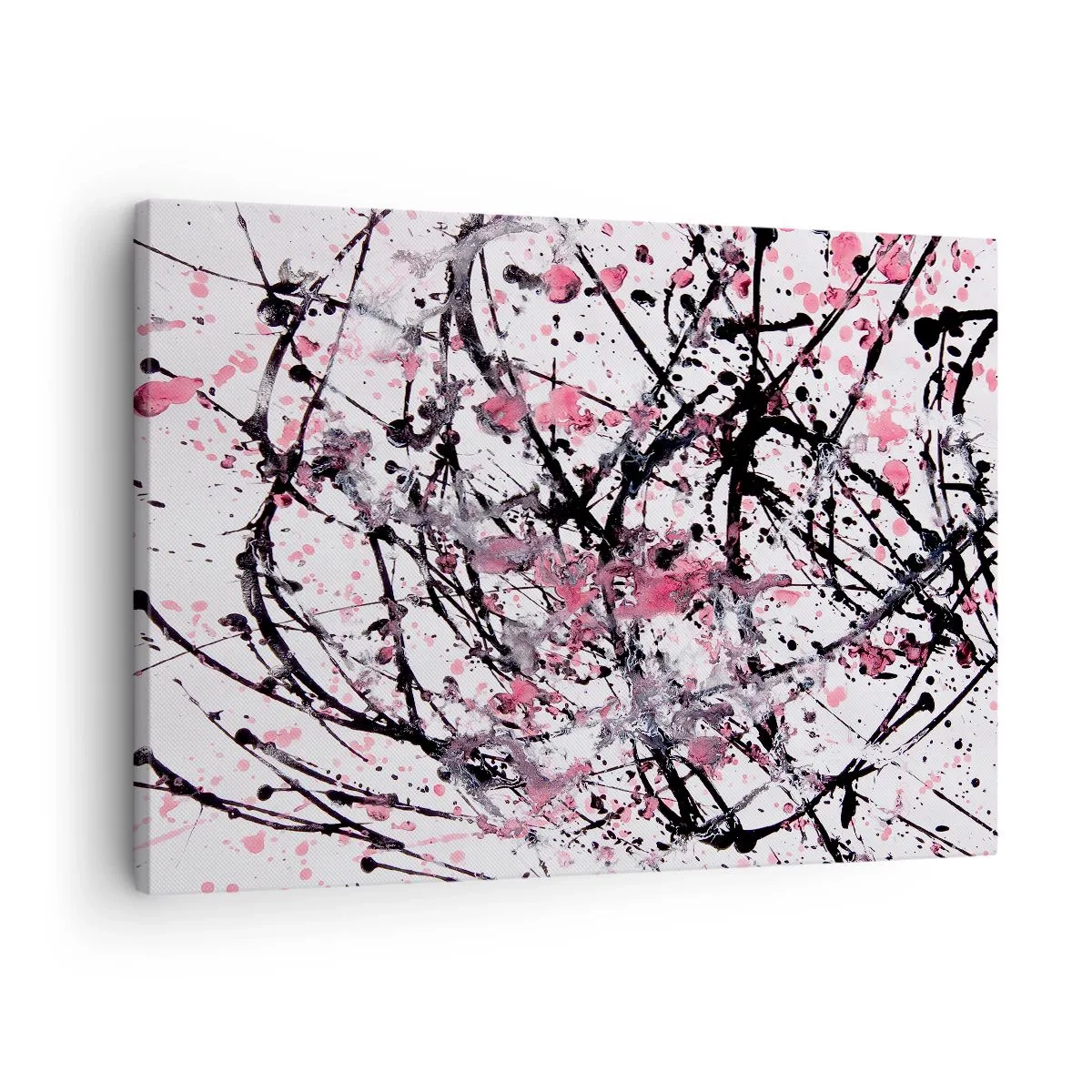 Bild auf Leinwand - Leinwandbild - Abstraktes Muster in Rosa-, Schwarz- und Weißtönen - 70x50cm - Die Flüchtigkeit des Lebens - Moderne Wanddekoration für Wohnzimmer und Schlafzimmer ARTTOR