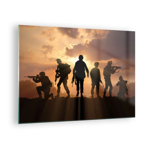 Glasbild - Bild auf glas - Waffenbrüder - 70x50cm - Waffenbrüder - Moderne Wanddekoration für Wohnzimmer und Schlafzimmer ARTTOR
