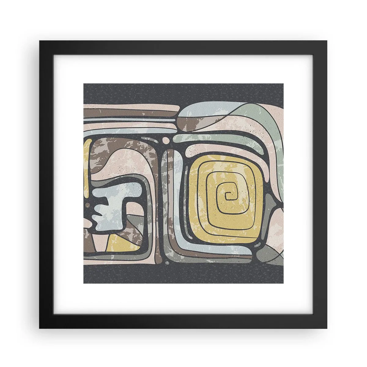 Poster in einem schwarzem Rahmen - Abstraktion im präkolumbianischen Geist - 30x30 cm