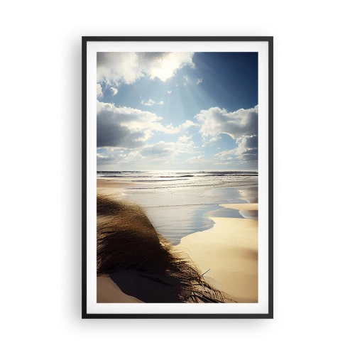 Poster in einem schwarzem Rahmen - Strand, wilder Strand - 61x91 cm