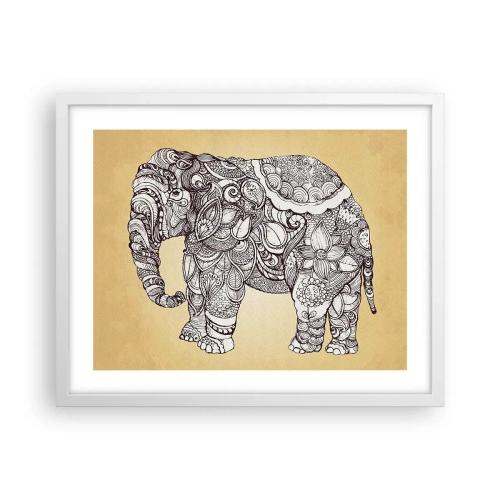 Poster in einem weißen Rahmen - Elefant verhüllte sich - 50x40 cm