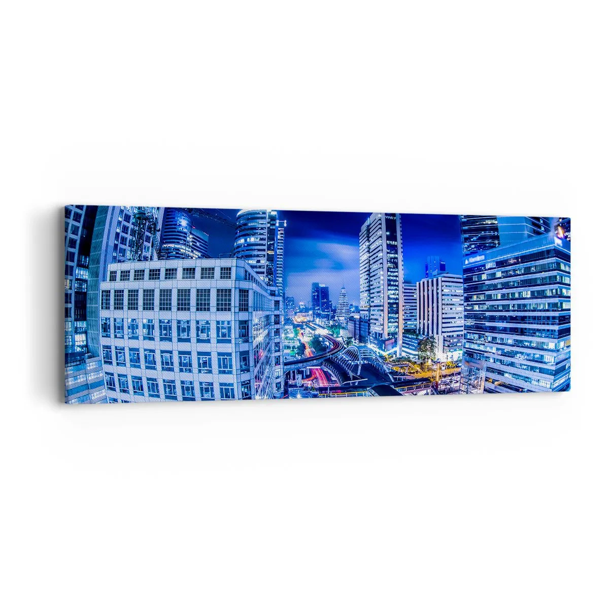 Bild auf Leinwand - Leinwandbild - Rhythmen der Nachtstadt - 90x30 cm