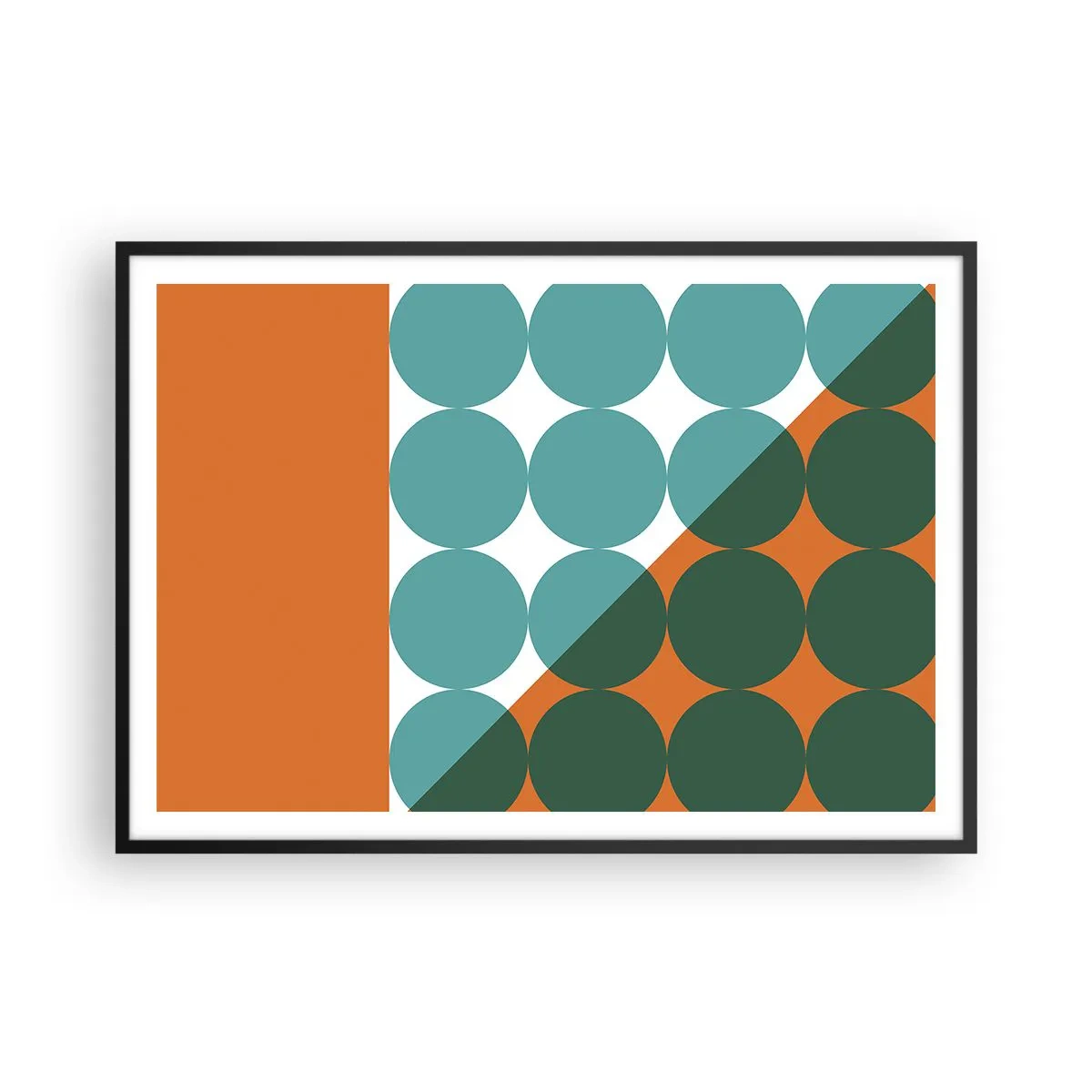 Poster in einem schwarzem Rahmen - Geometrische Muster in Kontrastfarben - 100x70cm - Nach oben und schräg - Moderne Wanddekoration für Wohnzimmer und Schlafzimmer ARTTOR