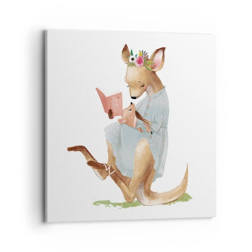 Bild auf Leinwand - Leinwandbild - Lies mir vor Mama - 70x70 cm