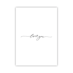 Poster - Minimalistische Aufschrift „Ich liebe dich“ auf weißem Hintergrund - 50x70cm - Schwarz auf weiß - Moderne Wanddekoration für Wohnzimmer und Schlafzimmer ARTTOR