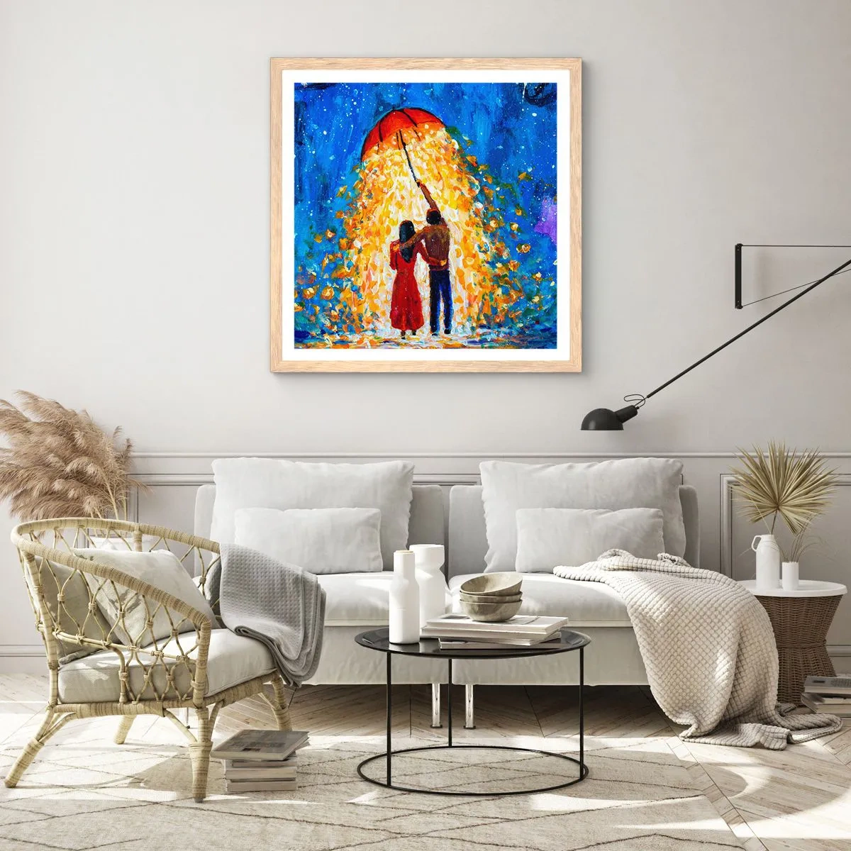 Poster in einem Rahmen aus heller Eiche - Zauber eines Regenabends? - 60x60 cm