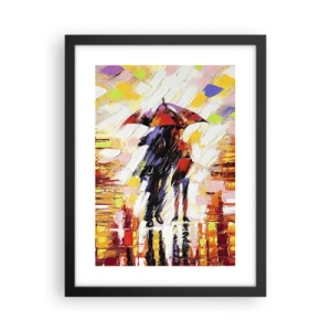 Poster in einem schwarzem Rahmen - Gemeinsam durch die Nacht und den Regen - 30x40 cm