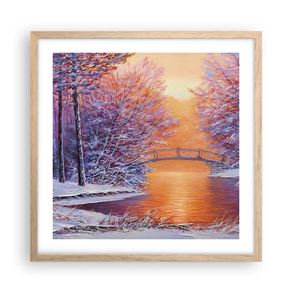 Poster in einem Rahmen aus heller Eiche - Treffen wir uns hier - 50x50 cm