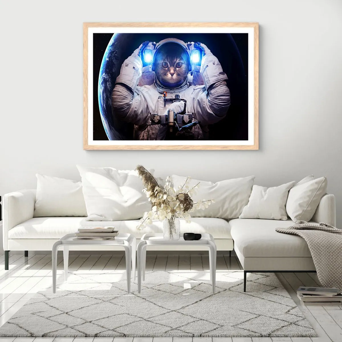 Poster in einem Rahmen aus heller Eiche - Houston, du hast ein Problem - 100x70 cm