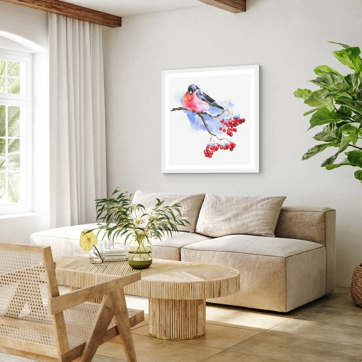 Poster in einem weißen Rahmen - Winter in Farbe - 40x40 cm