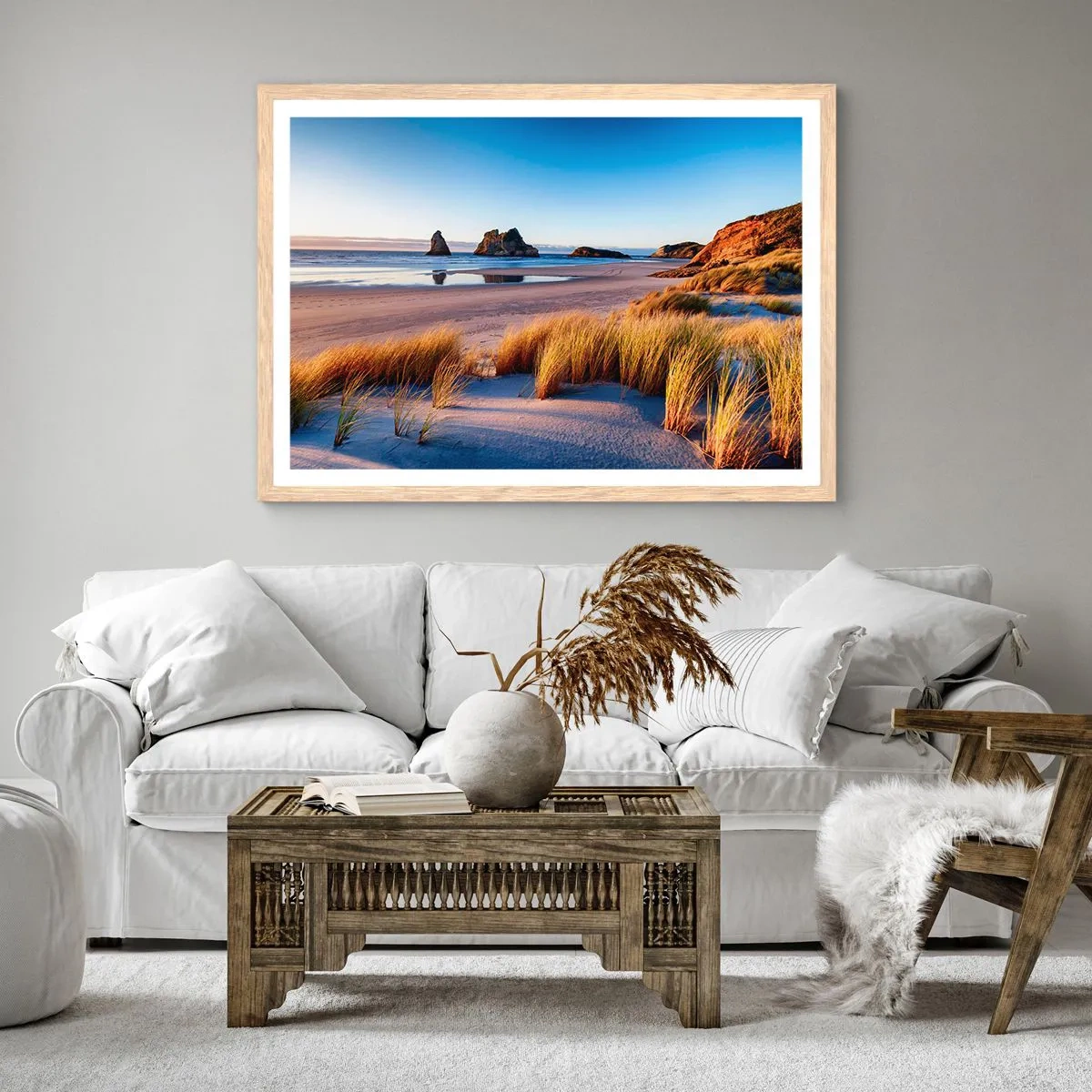 Poster in einem Rahmen aus heller Eiche - Für Friedenssuchende - 91x61 cm