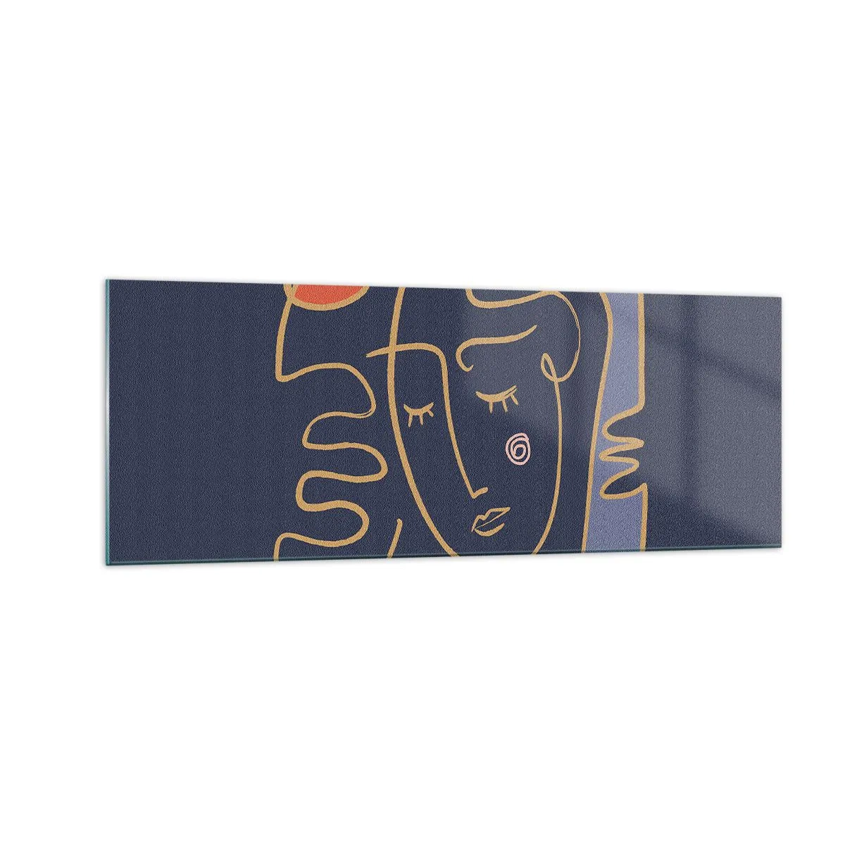 Glasbild - Bild auf glas - Abstraktes Gesichtsporträt im minimalistischen Stil - 140x50cm - In Gedanken - Moderne Wanddekoration für Wohnzimmer und Schlafzimmer ARTTOR