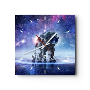 Wanduhr - Glasuhr - Astronaut in einer galaktischen Landschaft - 30x30cm - Der Sternenhimmel über mir - Moderne Wanddekoration für Wohnzimmer und Schlafzimmer ARTTOR