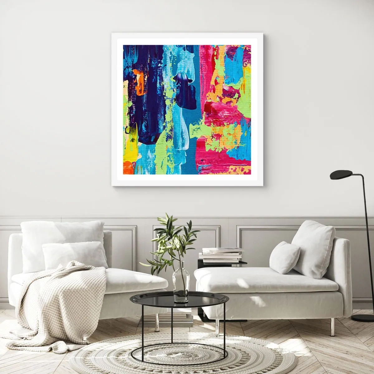 Poster in einem weißen Rahmen - Das Leben ist wunderschoen! - 30x30 cm