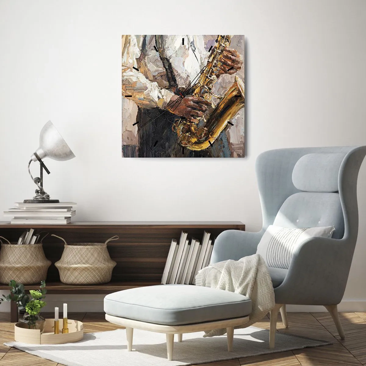 Wanduhr - Glasuhr - Zeit fürs Solo - 30x30 cm