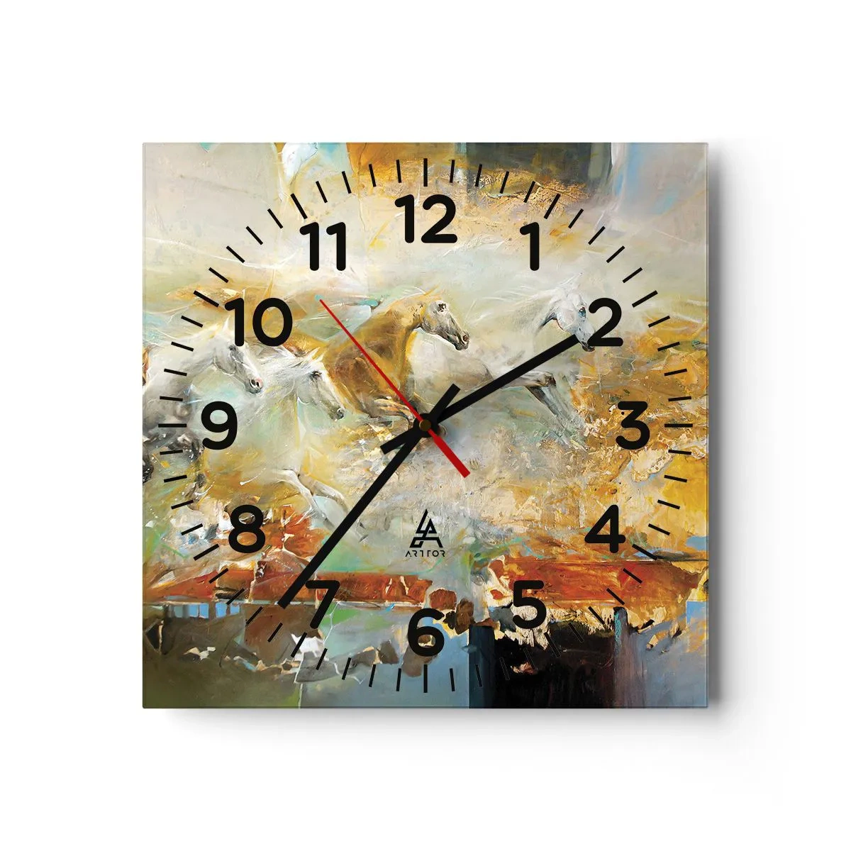 Wanduhr - Glasuhr - Im Galopp durch das Licht - 30x30 cm