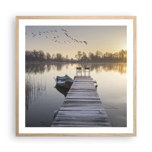 Poster in einem Rahmen aus heller Eiche - Ich komme nach einiger Zeit zurück - 60x60 cm