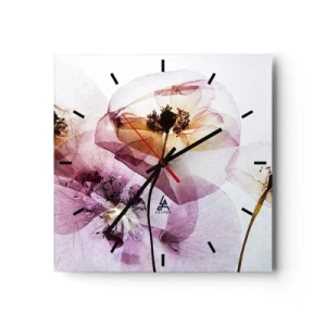Wanduhr - Glasuhr - Zarte transparente Blüten in Pastelltönen - 30x30cm - Transparente Körperblumen - Moderne Wanddekoration für Wohnzimmer und Schlafzimmer ARTTOR