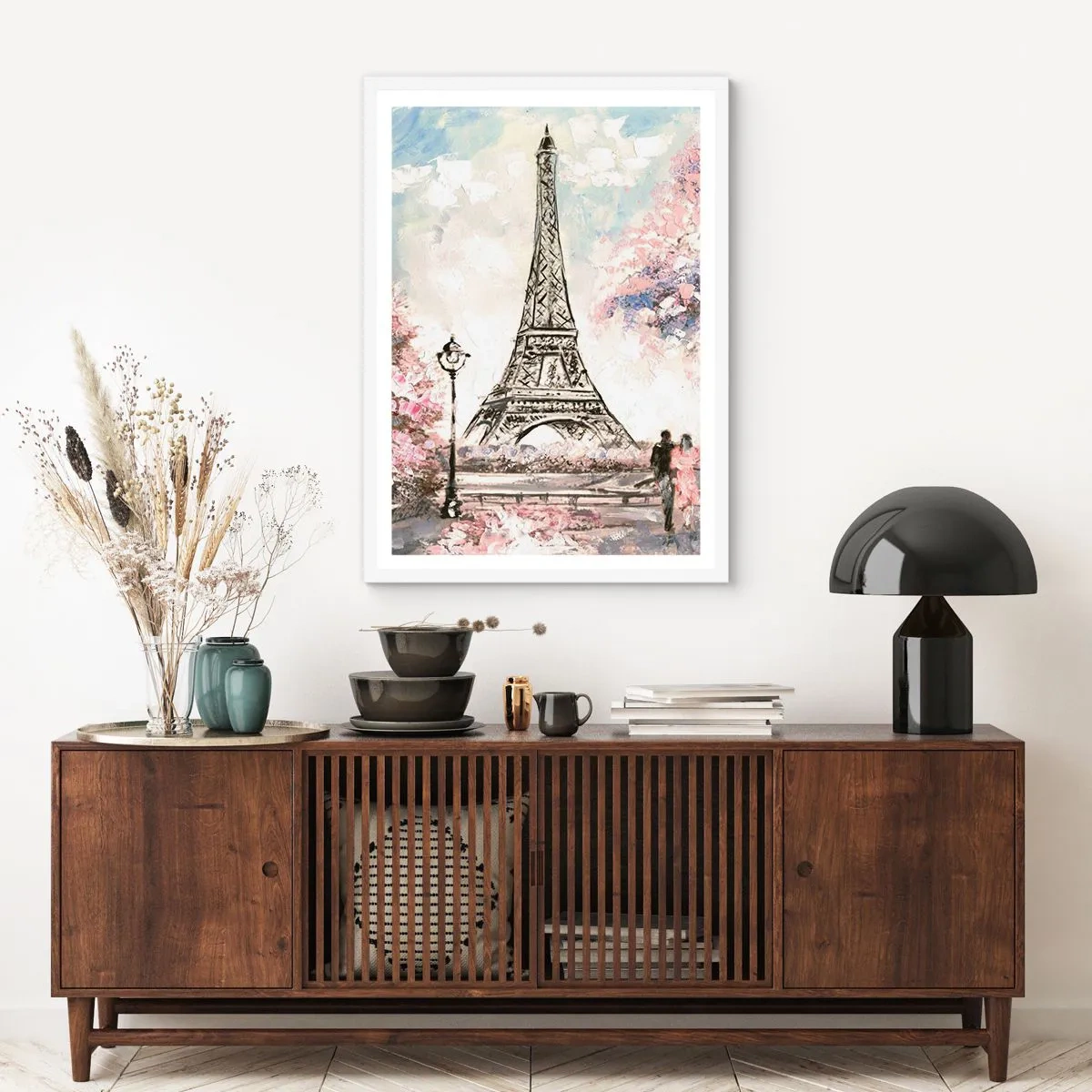 Poster in einem weißen Rahmen - Aprilspaziergang durch Paris - 30x40 cm