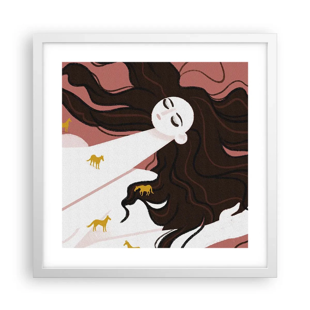 Poster in einem weißen Rahmen - Traum von einem goldenen Pferd - 40x40 cm