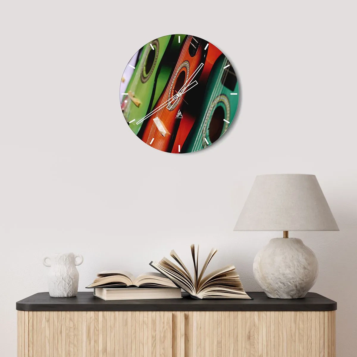 Wanduhr - Glasuhr - Die Gitarre hat viele Farben - 40x40 cm