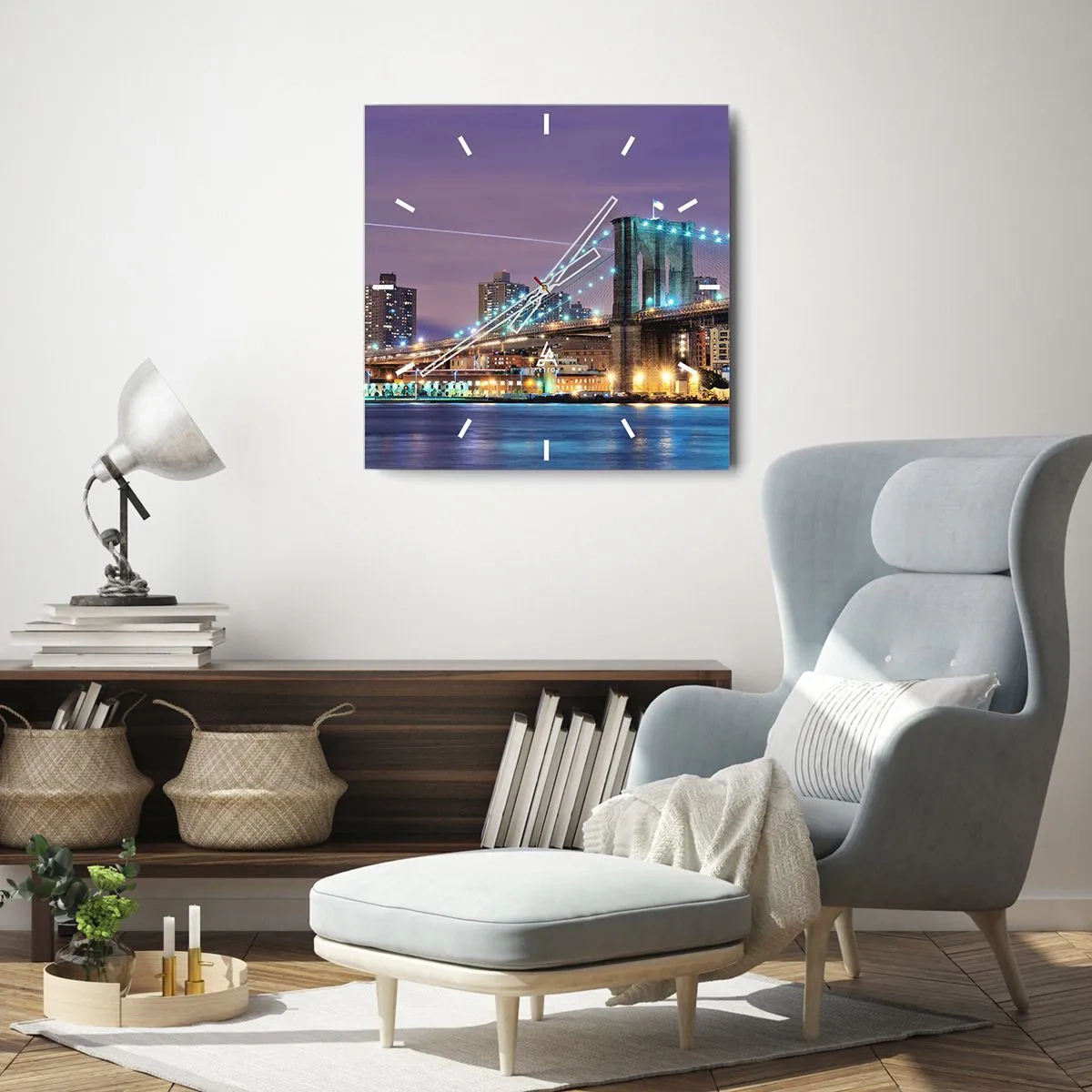 Wanduhr - Glasuhr - Seit vielen Jahren die Brooklyn Bridge - 30x30 cm