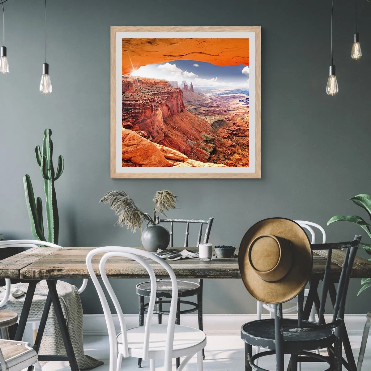 Poster in einem Rahmen aus heller Eiche - Von der Natur selbst geschnitzt - 60x60 cm