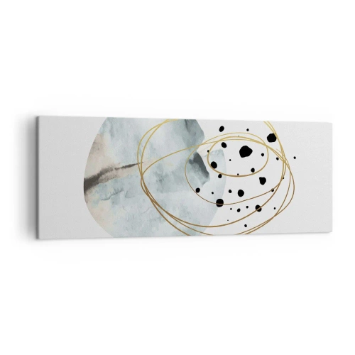 Bild auf Leinwand - Leinwandbild - Minimalistische Abstraktion mit geometrischem Muster und goldenen Linien - 140x50cm - Vom Weltraum umarmt - Moderne Wanddekoration für Wohnzimmer und Schlafzimmer ARTTOR