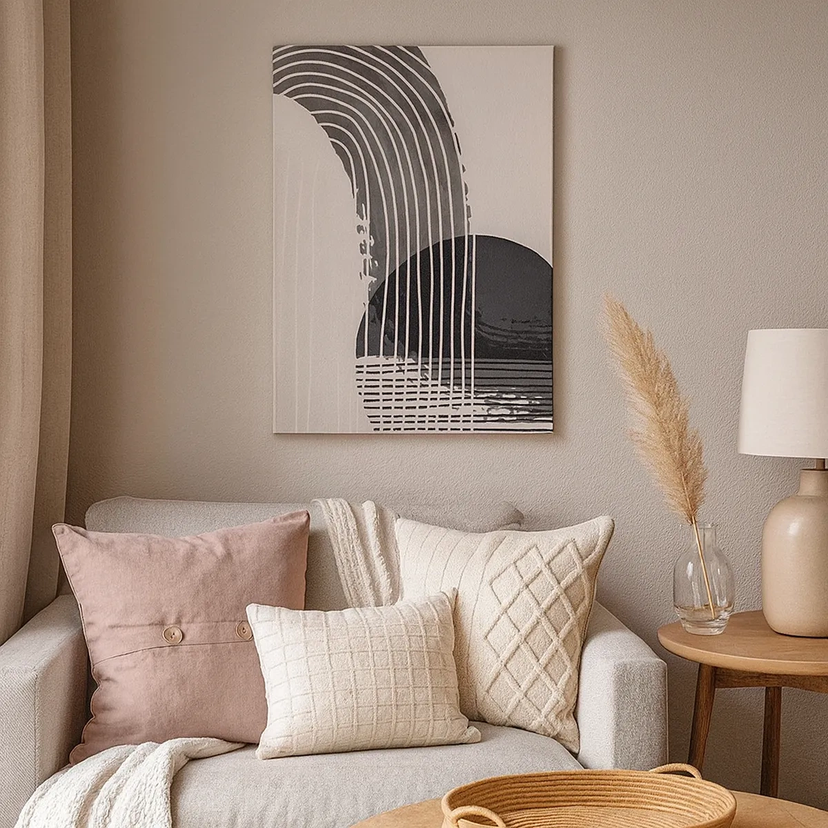 Bild auf Leinwand - Leinwandbild - Abstraktes Muster mit Linien und geometrischen Formen - 50x70cm - Hin und zurück - Moderne Wanddekoration für Wohnzimmer und Schlafzimmer ARTTOR