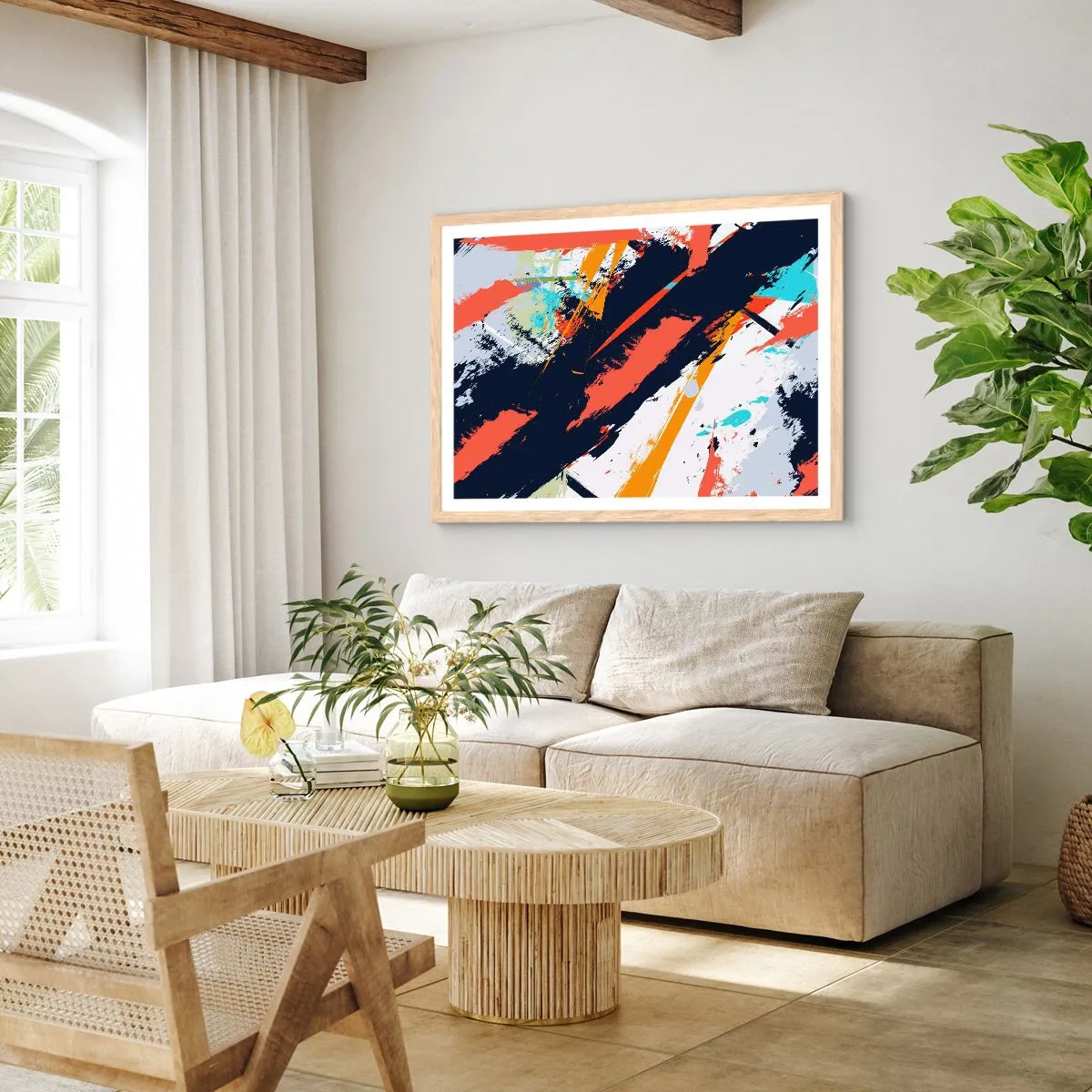 Poster in einem Rahmen aus heller Eiche - Dynamische Komposition - 40x30 cm