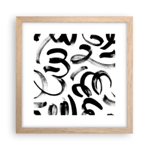 Poster in einem Rahmen aus heller Eiche - Schwarz auf Weiß - 30x30 cm