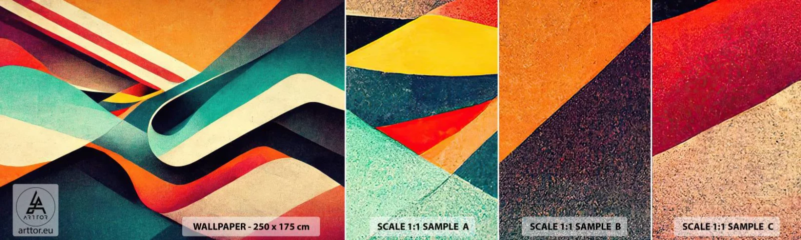 Fototapeten Muster Selbstklebend Deluxe Sticker - Intensive Komposition - Abstraktion, Stück, Linien - 100x30 cm