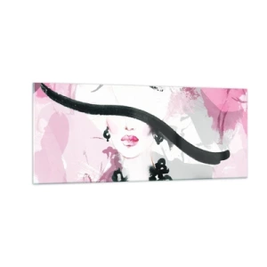 Glasbild - Bild auf glas - Bildnis einer Dame in Schwarz und Pink - 100x40 cm