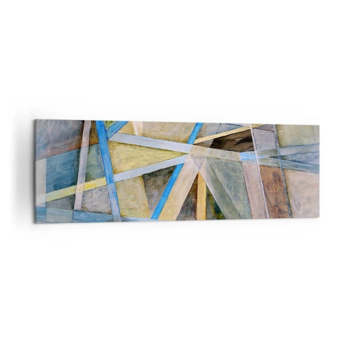 Bild auf Leinwand - Leinwandbild - Geometrische Komposition mit hellen und blauen Linien - 160x50cm - Gerade oder diagonal? - Moderne Wanddekoration für Wohnzimmer und Schlafzimmer ARTTOR