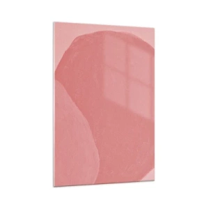Glasbild - Bild auf glas - Zarte Abstraktion in Rosatönen, organische Formen und Minimalismus - 70x100cm - Organische Komposition in Rosa - Moderne Wanddekoration für Wohnzimmer und Schlafzimmer ARTTOR
