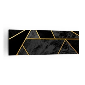 Bild auf Leinwand - Leinwandbild - Geometrisches Goldmuster auf schwarzem Hintergrund - 160x50cm - Dunkelheit und Glanz - Moderne Wanddekoration für Wohnzimmer und Schlafzimmer ARTTOR