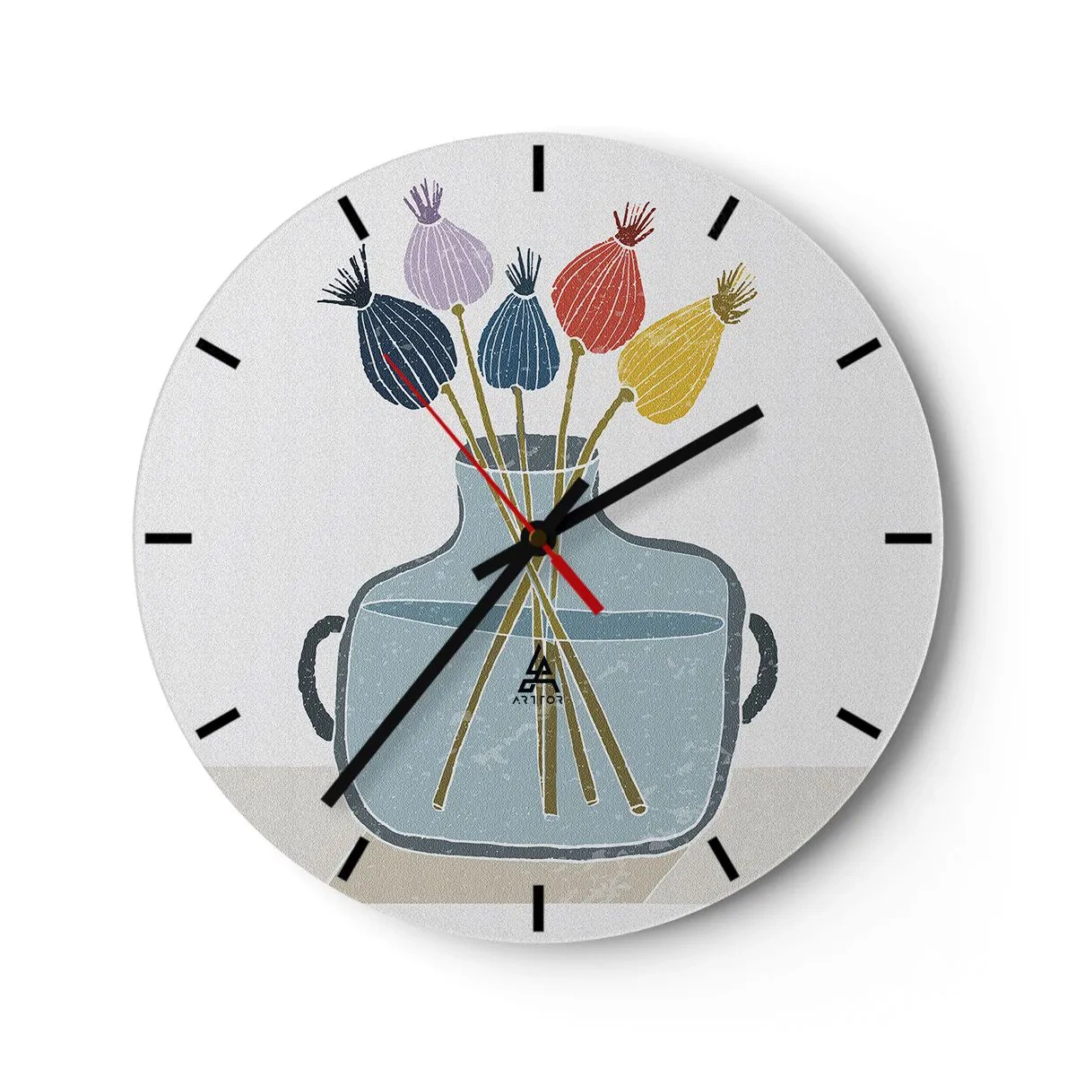 Wanduhr - Glasuhr - Es ist mucksmäuschenstill - 40x40 cm