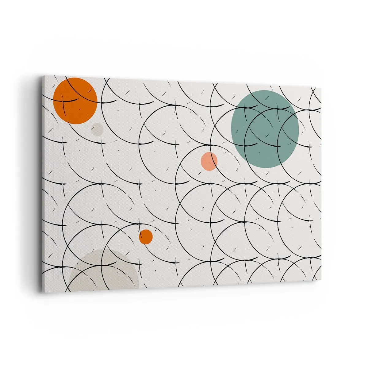 Bild auf Leinwand - Leinwandbild - Geometrisches Muster mit bunten Kreisen auf hellem Hintergrund - 120x80cm - Im Pop-Art-Geist - Moderne Wanddekoration für Wohnzimmer und Schlafzimmer ARTTOR