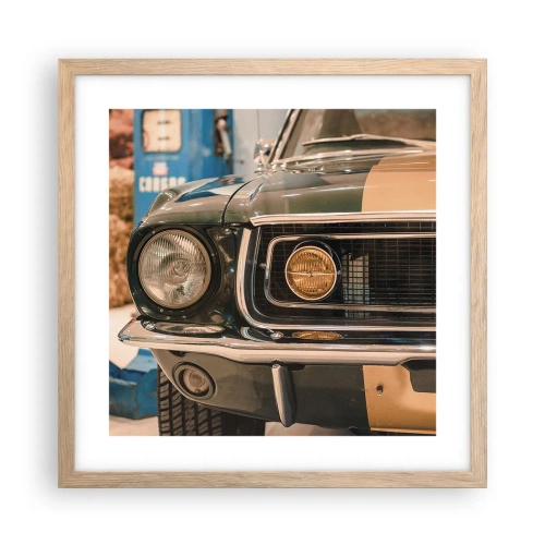 Poster in einem Rahmen aus heller Eiche - Treffen mit einer Legende - 40x40 cm