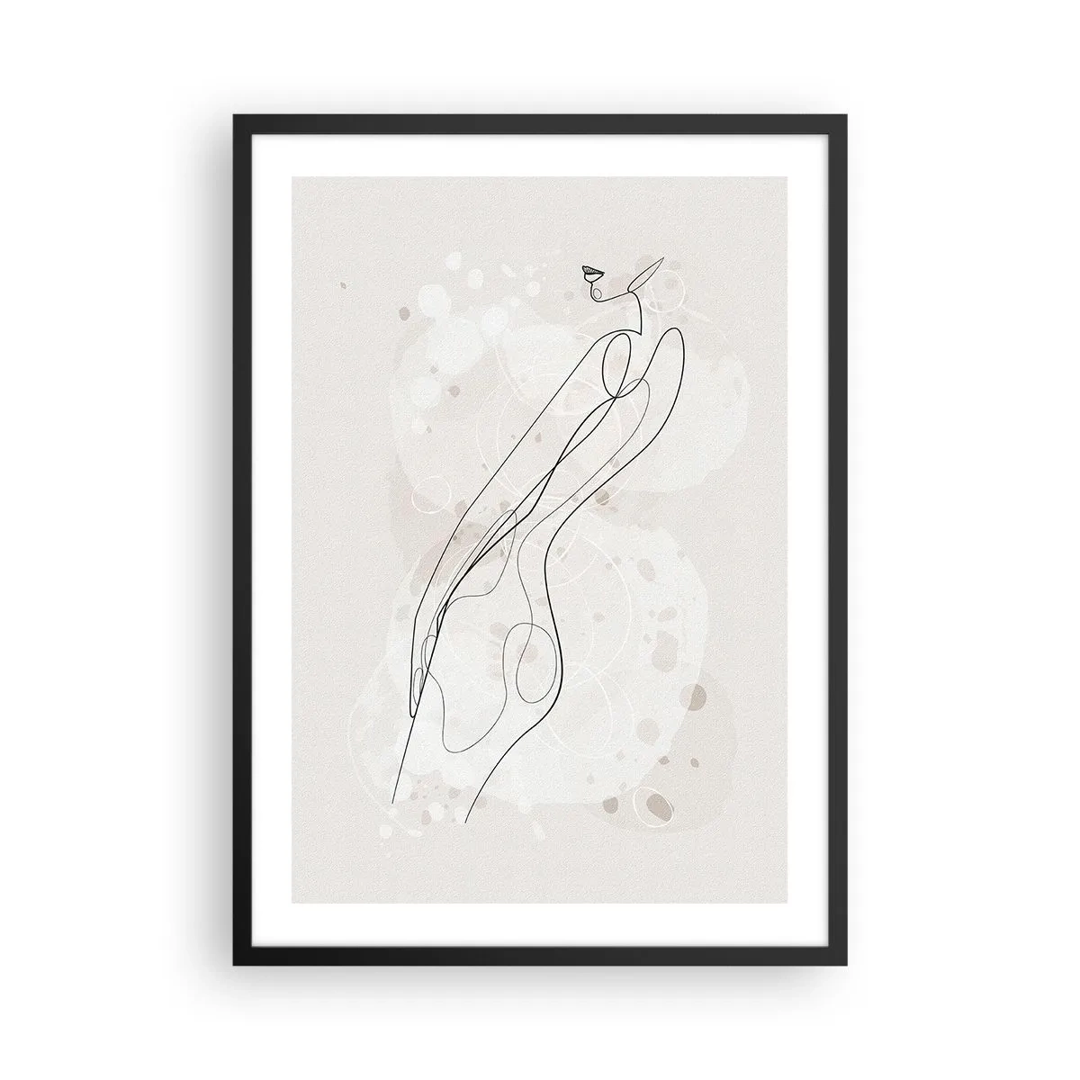 Poster in einem schwarzem Rahmen - Minimalistische weibliche Silhouette mit abstrakten Elementen - 50x70cm - Der Blick schweift - Moderne Wanddekoration für Wohnzimmer und Schlafzimmer ARTTOR