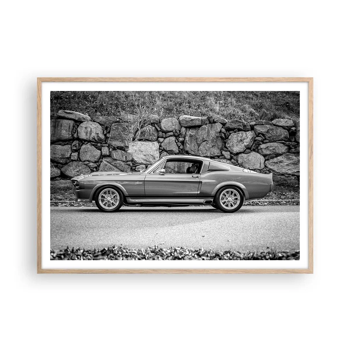 Poster in einem Rahmen aus heller Eiche - Die Legende der 1960er - 100x70 cm