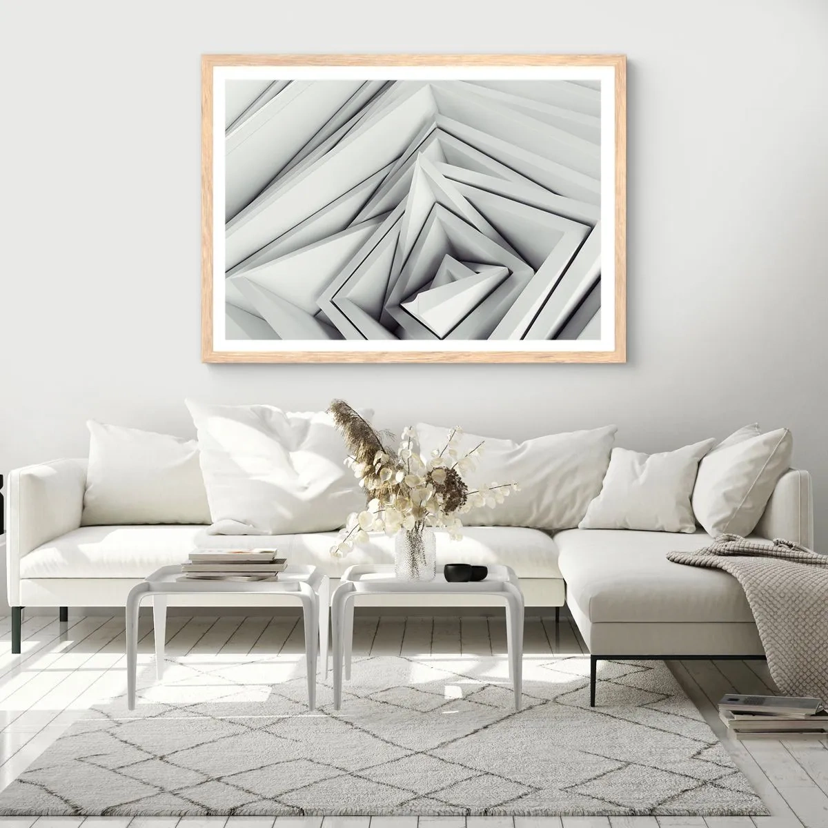 Poster in einem Rahmen aus heller Eiche - Spitzwinklige Knospen - 100x70 cm