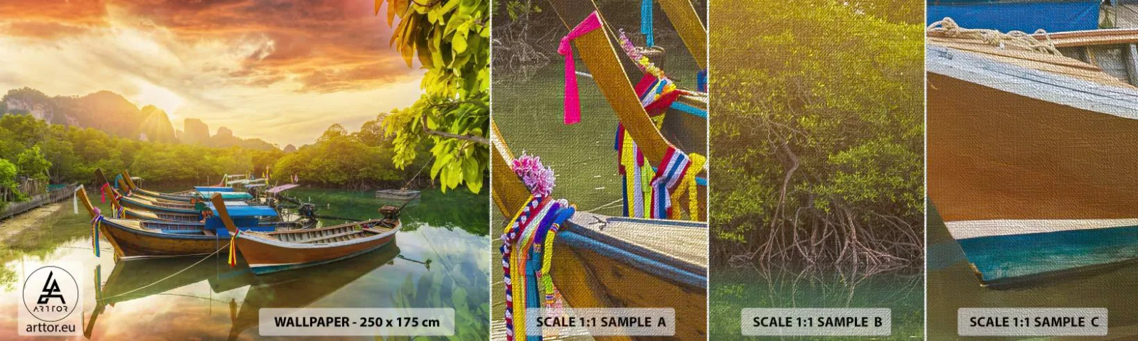 Fototapeten Muster Premium Canvas - Vor einem anstrengenden Tag - Landschaft, Thailand, Meer - 100x30 cm