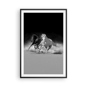 Poster in einem schwarzem Rahmen - Galopp der Freiheit - 61x91 cm