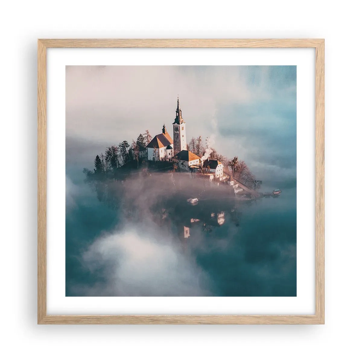 Poster in einem Rahmen aus heller Eiche - Trauminsel - 50x50 cm